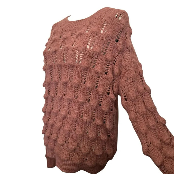 Kye Mi Mauve Pullover Open Knit Boho Sweater Hippie Academia Size Medium - Picture 3 of 7